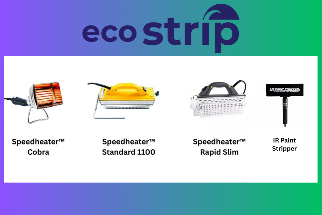Four Eco-Strip infrared paint removers displayed together for different paint removal and restoration projects