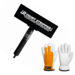 Paint stripping tool with protective gloves for safe and efficient paint removal